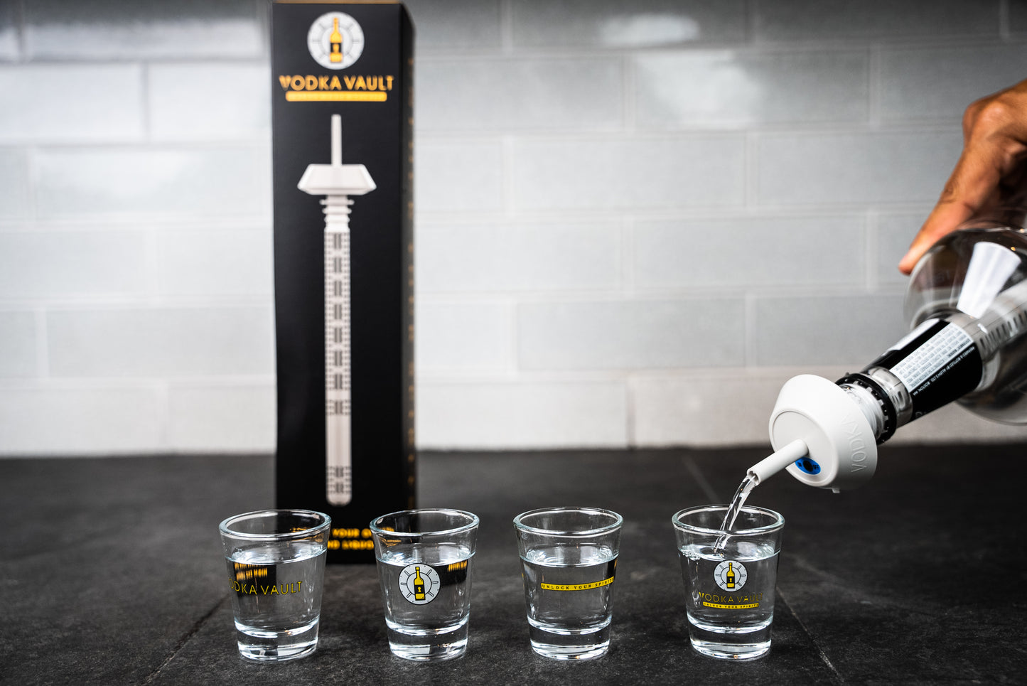 Vodka Vault with Shot Glasses